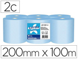 Papel Seca Mãos Amoos 2 Folhas 200 mm X 100 mt Cor Azul Pack de 6 Rolos