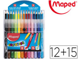 Pack Combo Maped Color Peps 12 Marcadores+ 15 Lápis de Cor