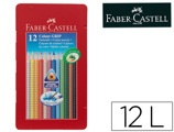 Lápis de Cores Faber-castell Aguarelavel Colour Grip Triangular Caixa Metálica de 12 Cores Sortidas