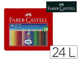 Lápis de Cores Faber-castell Aguarelavel Colour Grip Triangular Caixa Metálica de 24 Cores Sortidas