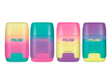 Sacapuntas Milan Compact Sunset Plástico 2 Usos Con Goma de Borrar Colores Surtidos