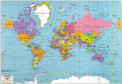 Quadro Planificação Mapa Mundi 90x120cm