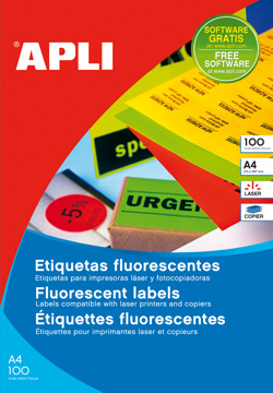 Etiquetas Autocolantes 99,1x67,7mm Amarelo Fluorescente 100 Folhas