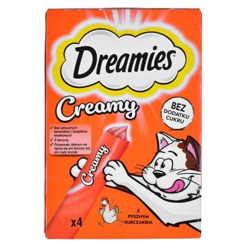 Lanche para Gato Dreamies Creamy 4 X 10 G Frango