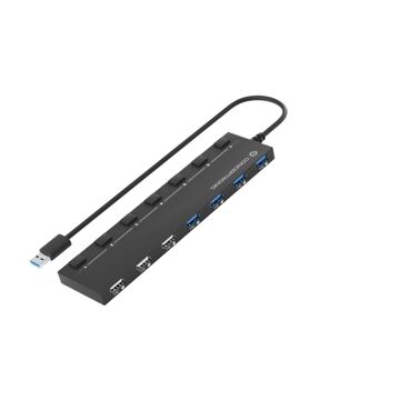 Hub USB Conceptronic HUBBIES09BP Preto 7 em 1