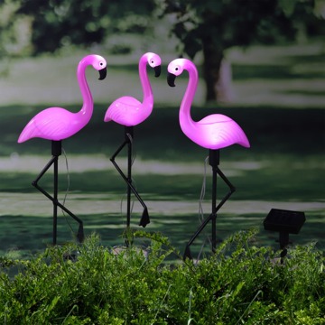 Iluminação LED Solar de Jardim Estaca Flamingo 3 pcs Hi
