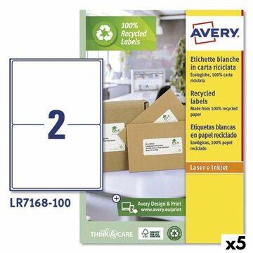 Etiquetas para Impressora Avery LR7168 199,6 X 143,5 mm Branco 100 Folhas (5 Unidades)