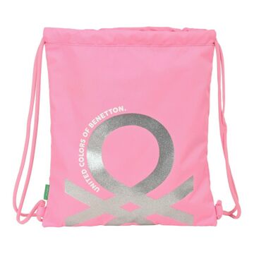 Saco Mochila com Cordas Benetton Flamingo Pink Cor de Rosa (35 X 40 X 1 cm)