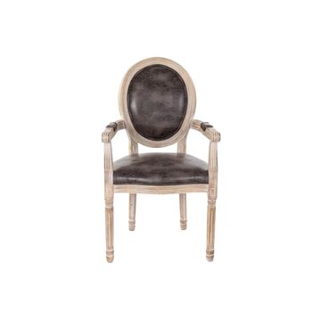 Cadeira de Sala de Jantar Dkd Home Decor Castanho Poliuretano Madeira da Borracha (56 X 46 X 96 cm)