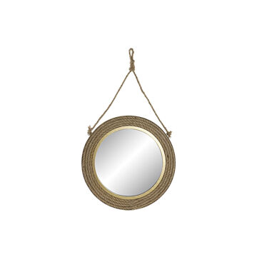Espelho de Parede Dkd Home Decor Castanho Metal Cristal Corda Dourado (46 X 2 X 46 cm)