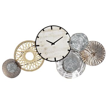 Relógio de Parede Dkd Home Decor Cinzento Metal Círculos Madeira Mdf (99 X 7.6 X 54.3 cm)