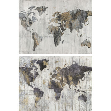 Pintura Dkd Home Decor Mapa do Mundo (120 X 2.4 X 90 cm) (2 Pcs)