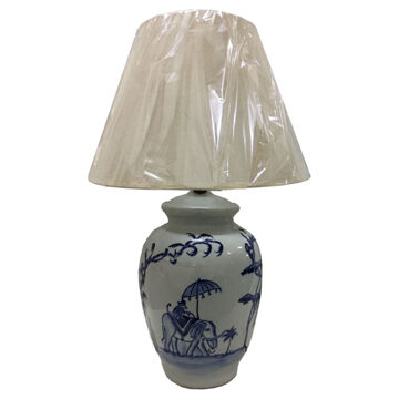 Lâmpada de Mesa Dkd Home Decor Azul Branco Porcelana Elefante (40 X 40 X 60 cm)