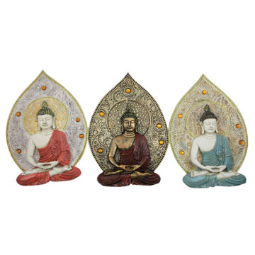 Decoração de Parede Dkd Home Decor Buda Resina (19.3 X 3.7 X 27.3 cm) (3 Pcs)