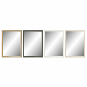 Espelho de Parede Dkd Home Decor Cristal Natural Cinzento Castanho Branco Ps 4 Unidades (56 X 2 X 76 cm)