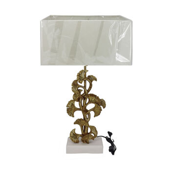 Lâmpada de Mesa Dkd Home Decor Dourado Poliéster Branco Resina (38 X 20 X 59,5 cm)