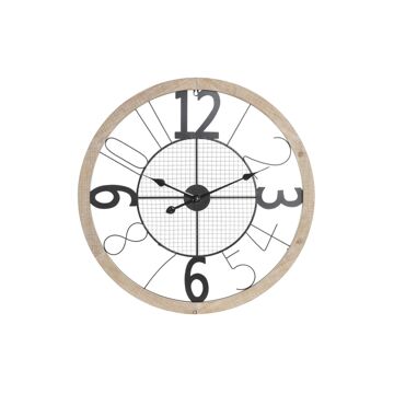 Relógio de Parede Dkd Home Decor Natural Preto Mdf Ferro (70 X 4 X 70 cm)