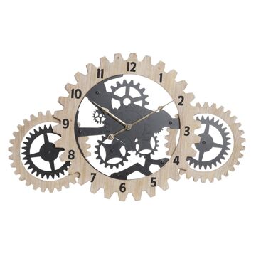 Relógio de Parede Dkd Home Decor Natural Preto Mdf Engrenagens (70 X 4 X 45 cm)