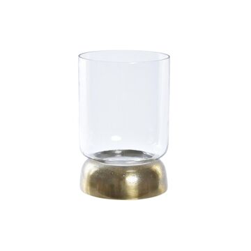 Castiçais Dkd Home Decor Cristal Dourado Alumínio (14 X 14 X 21 cm)