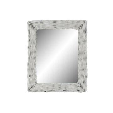 Espelho de Parede Dkd Home Decor Cristal Mdf Branco Vime Cottage (53 X 63 X 4 cm) (53,5 X 4 X 62,5 cm)