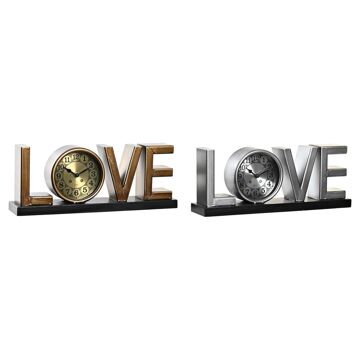 Tafelklok Dkd Home Decor Love Cobre Prateado Ferro (39 X 8 X 15 cm) (2 Unidades)