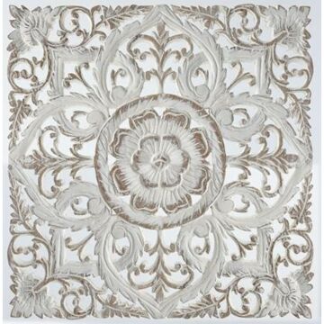 Decoração de Parede Dkd Home Decor Branco Mandala Madeira Mdf (60 X 2 X 60 cm)