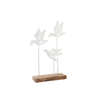 Figura Decorativa Dkd Home Decor Castanho Branco Ferro Madeira de Mangueira Pássaros (32 X 10 X 51 cm)
