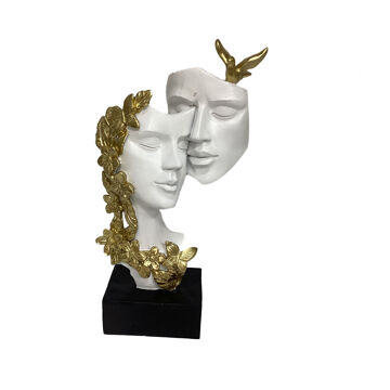 Figura Decorativa Dkd Home Decor Dourado Branco Resina Casal (15,5 X 8 X 28 cm)