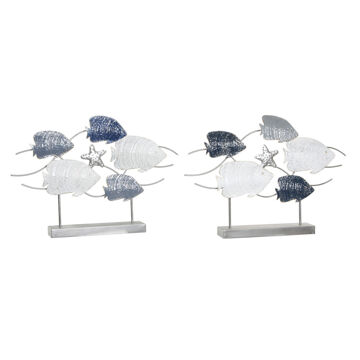 Figura Decorativa Dkd Home Decor Cinzento Azul Metal Branco Espirais (63 X 9 X 44 cm) (2 Unidades)