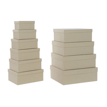 Conjunto de Caixas de Organização Empilháveis Dkd Home Decor Branco Quadrado Cartão Mostarda (43,5 X 33,5 X 15,5 cm)