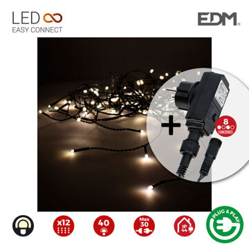 Cortina de Luzes LED Edm Icicle Easy-connect 100W Branco Quente (200 X 50 cm)