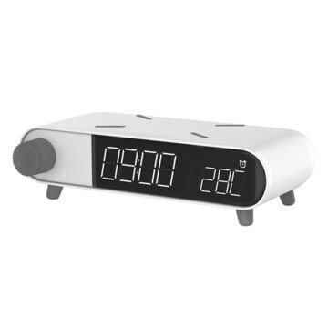 Relógio Despertador com Carregador sem Fios Ksix Retro Branco 10 W