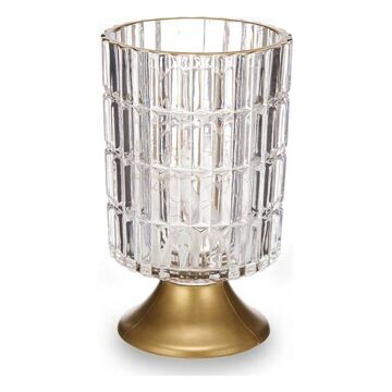 Lanterna LED Metal Dourado Transparente Vidro (10,7 X 18 X 10,7 cm)