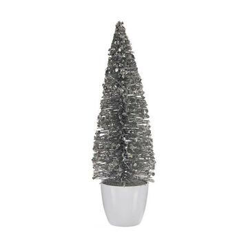 árvore de Natal Médio Prateado Branco Plástico (10 X 33 X 10 cm)