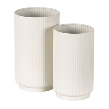Conjunto de Vasos Creme Ferro 16,5 X 16,5 X 28 cm (2 Unidades)