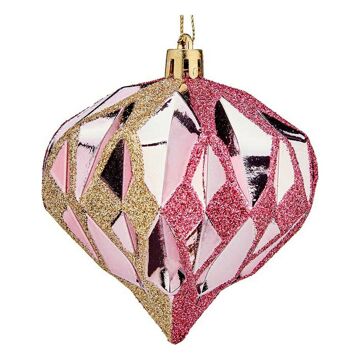 Bolas de Natal Diamante ø 8 cm 6 Unidades Cor de Rosa Dourado Plástico