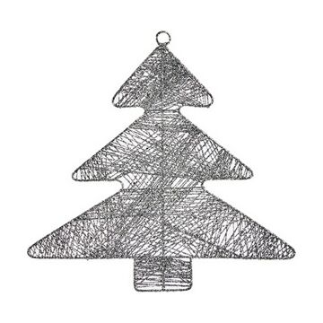 Adorno Natalício Prateado árvore de Natal Metal Plástico (36,7 X 0,2 X 37,5 cm)