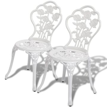  Cadeiras de Bistrô Jardim 2 Un. Alumínio Fundido Branco