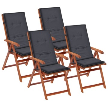  Almofadões para Cadeiras de Jardim 4 Un. Antracite 120x50x3cm