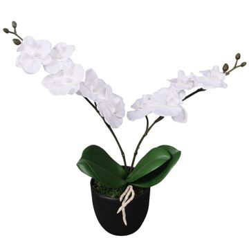  Planta Orquídea  Artificial com Vaso 30 cm Branco