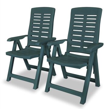 Cadeiras de Jardim Reclináveis 2 pcs Plástico Verde