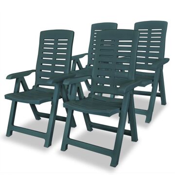 Cadeiras de Jardim Reclináveis 4 pcs Plástico Verde