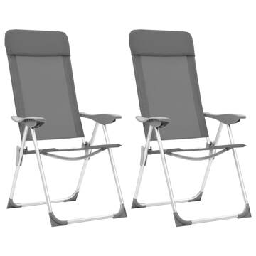 Cadeiras de Campismo Dobráveis 2 pcs Alumínio Cinzento