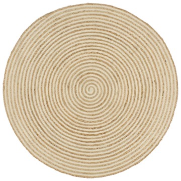 Tapetes Artesanal em Juta em Espiral Branco 90 cm