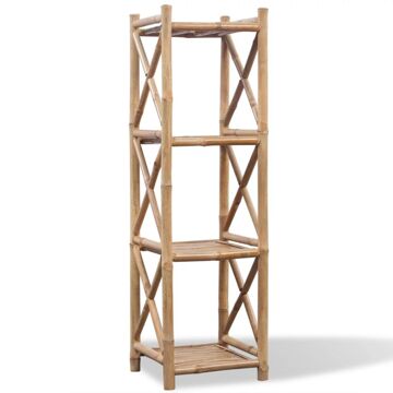 Estante de Bambu Quadrado com 4 Níveis