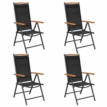 Cadeiras de Jardim Dobráveis Alumínio e Textilene Preto 4 pcs