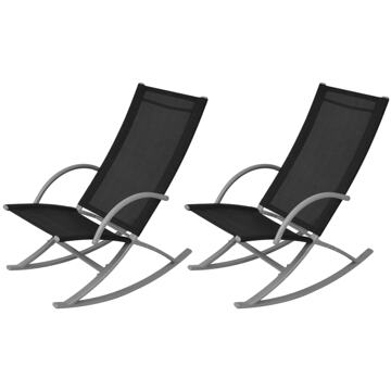 Cadeiras de Baloiço Jardim 2 pcs Aço e Textilene Preto