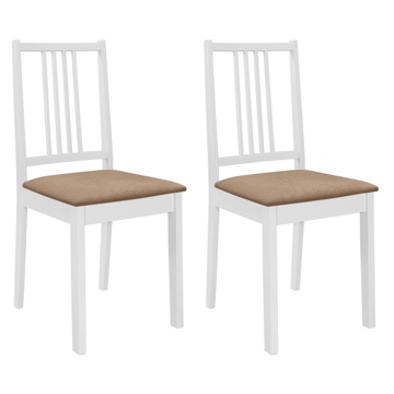 Cadeiras de Jantar com Almofadões 2 pcs Madeira Maciça Branco