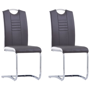 Cadeiras de Jantar Cantilever 2 pcs Couro Artificial Cinzento