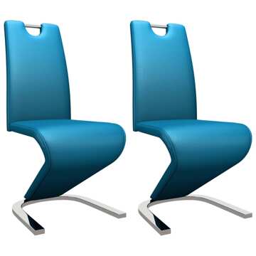 Cadeiras de Jantar Ziguezague 2 pcs Couro Artificial Azul